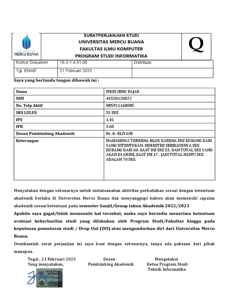Universitas Mercu Buana Fakultas Ilmu Komputer Program Studi ...