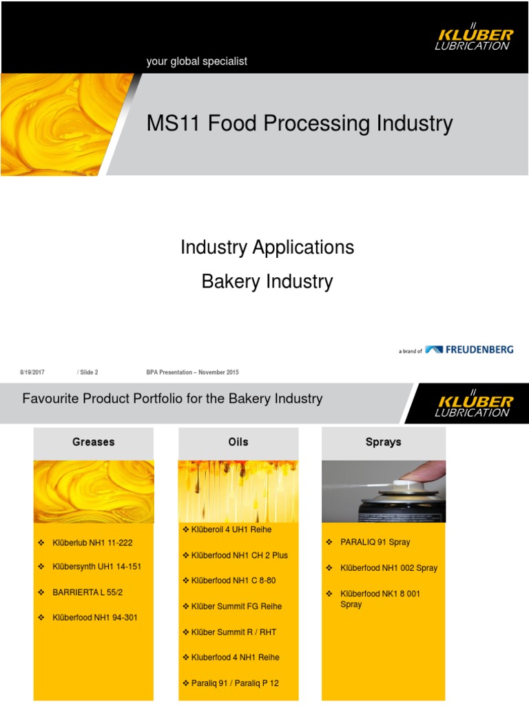 03 BPA Bakery Industry PDF Baking Lubricant
