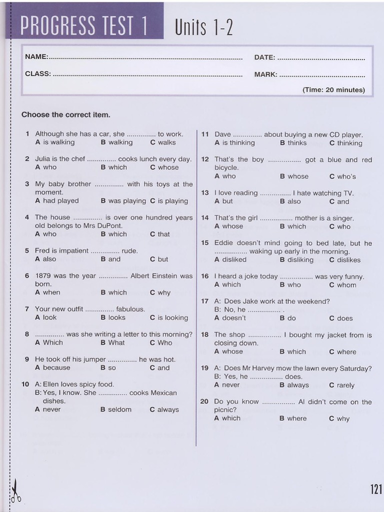 Enterprise - Grammar - 3 Test 1 | PDF