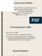 Hampel Committee on Corporate Governance Report Summary