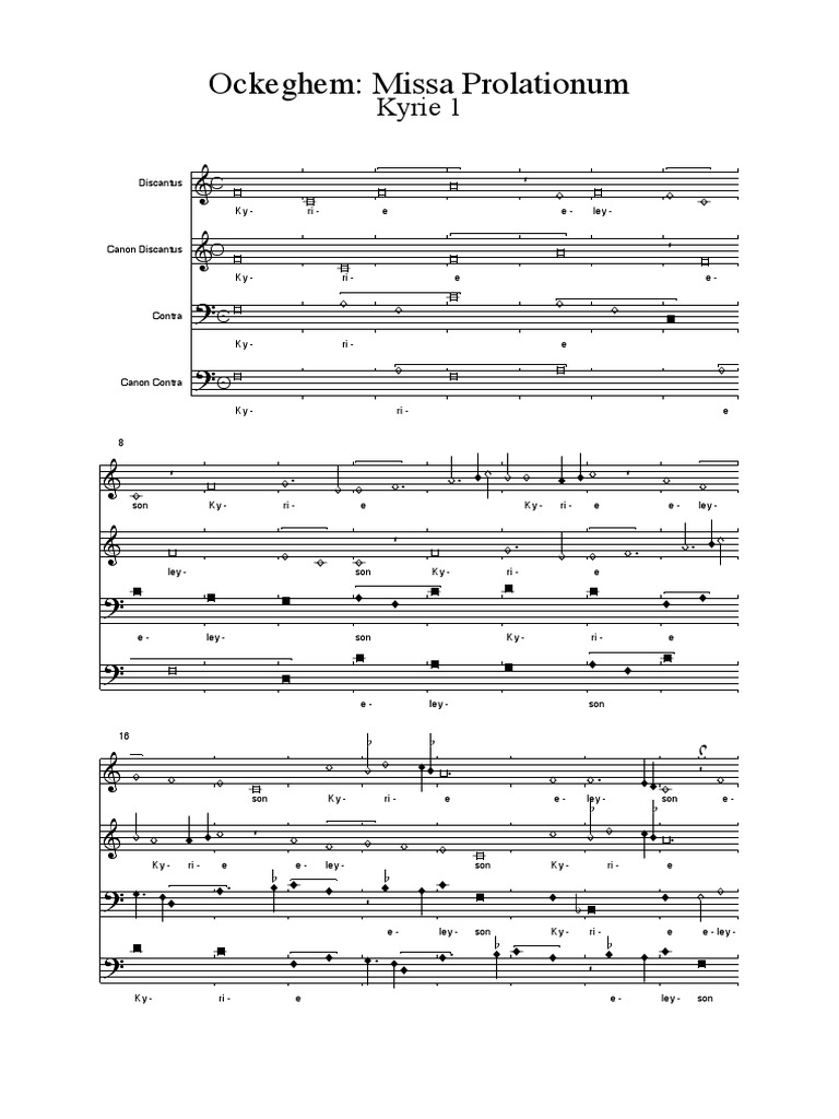 Ockeghem Missa Prolationum Modern Notation | PDF