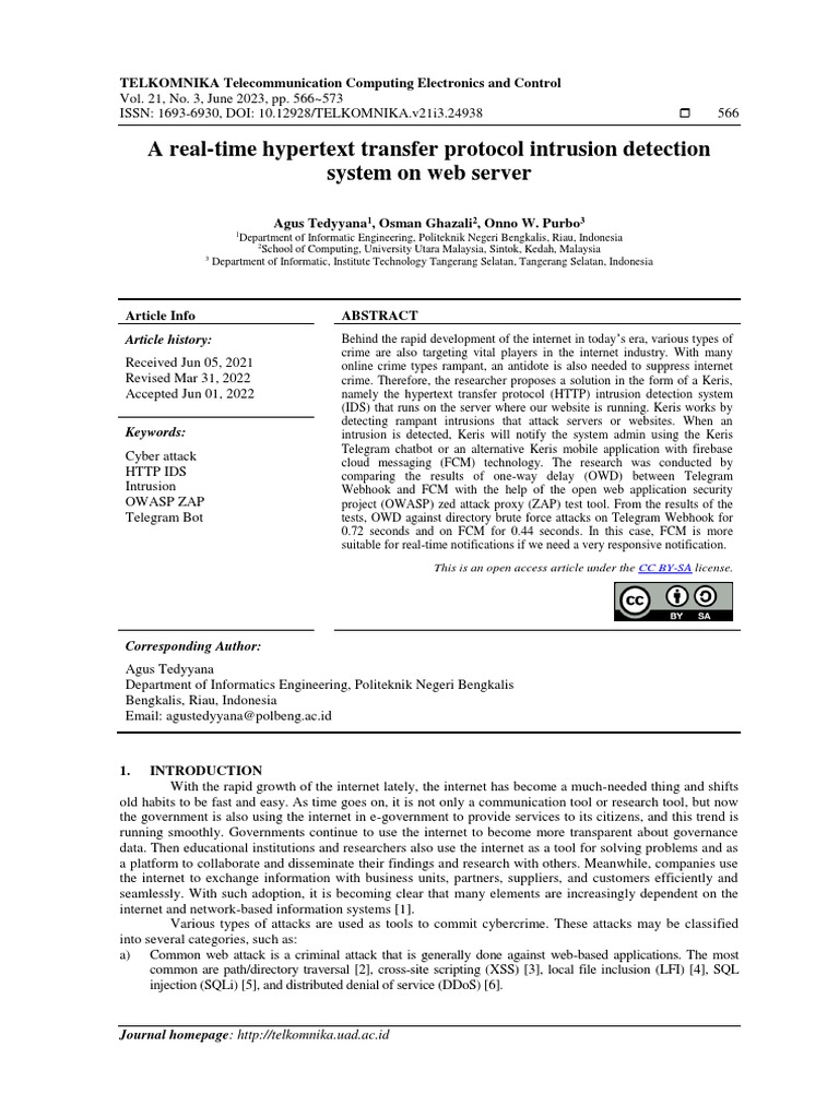 A Real-Time Hypertext Transfer Protocol Intrusion Detection System On ...