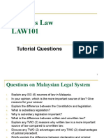 Business Law LAW101: Tutorial Questions