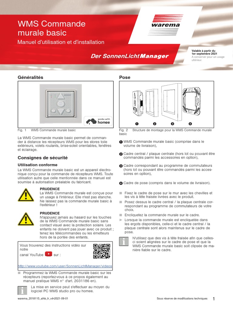 Manuel d'utilisation WMS Commande murale | PDF