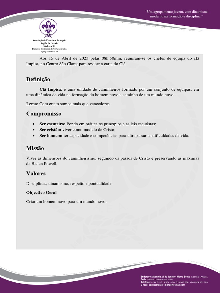 Carta de Clã-2023 | PDF | Angola | Igreja católica