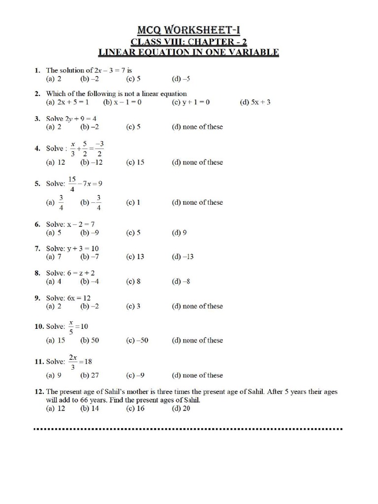 Linear Equations | PDF