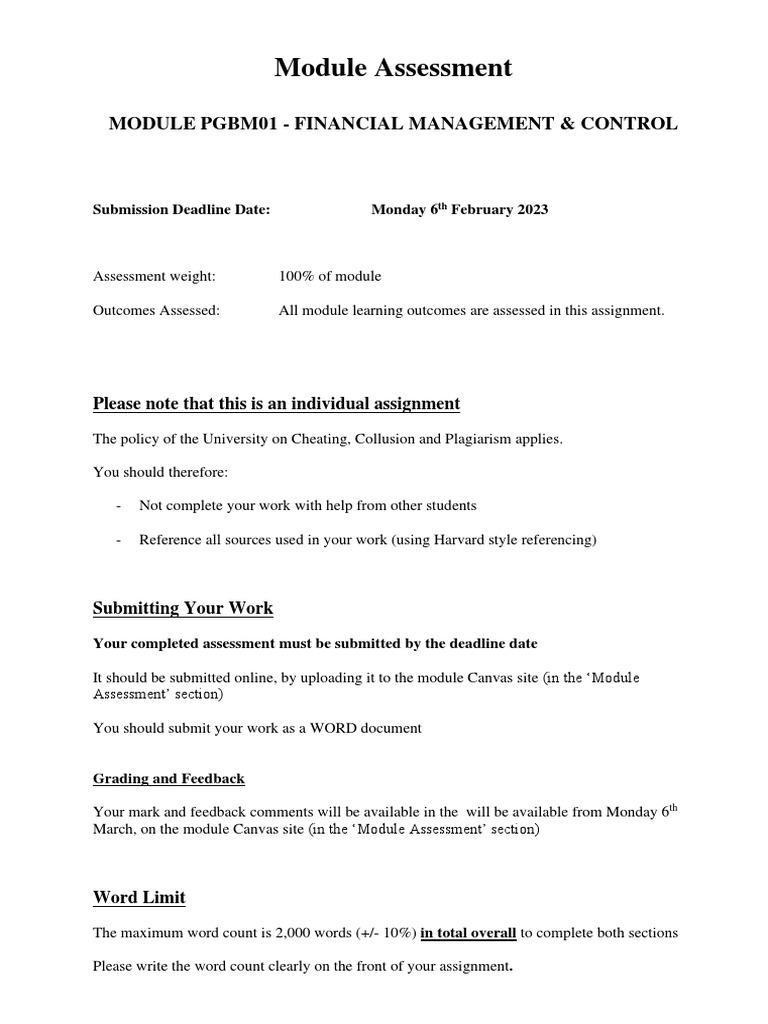 Financial Management Assessment Report | PDF | Business | Financial ...