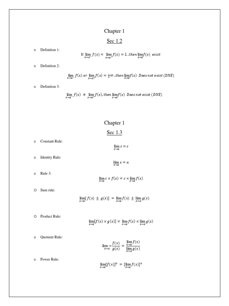 Calc 1 Summary Rules | PDF | Derivative | Monotonic Function