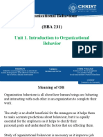 Organisational Behaviour (BBA 231) : Unit 1. Introduction To Organizational Behavior