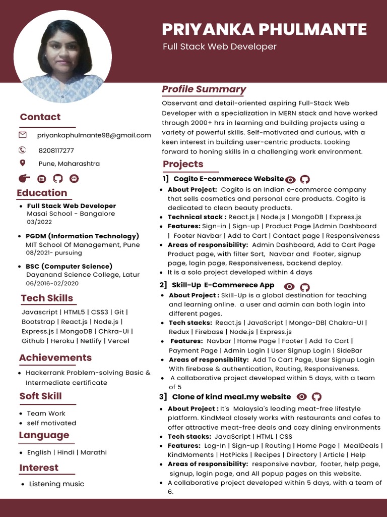Full Stack Developer Portfolio | PDF | World Wide Web | Internet & Web