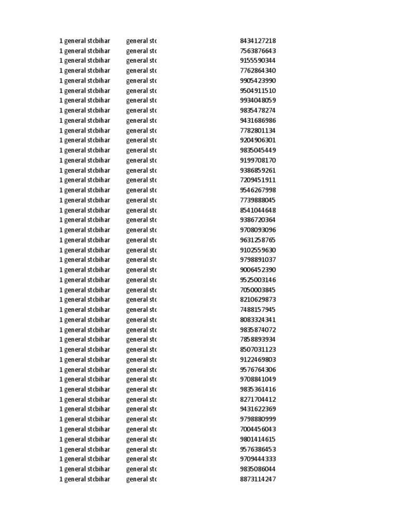 General store phone numbers list pdf