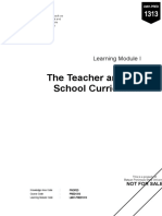 The Teacher and The School Curriculum: Learning Module I