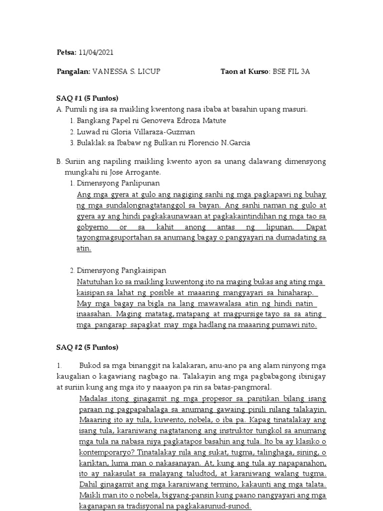 Petsa: 11/04/2021 Pangalan: VANESSA S. LICUP Taon at Kurso: BSE FIL 3A ...