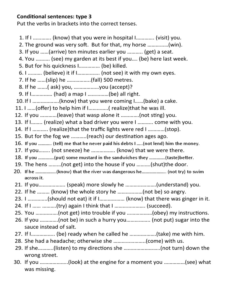 Type 3 Conditional Exercises with Answers | PDF