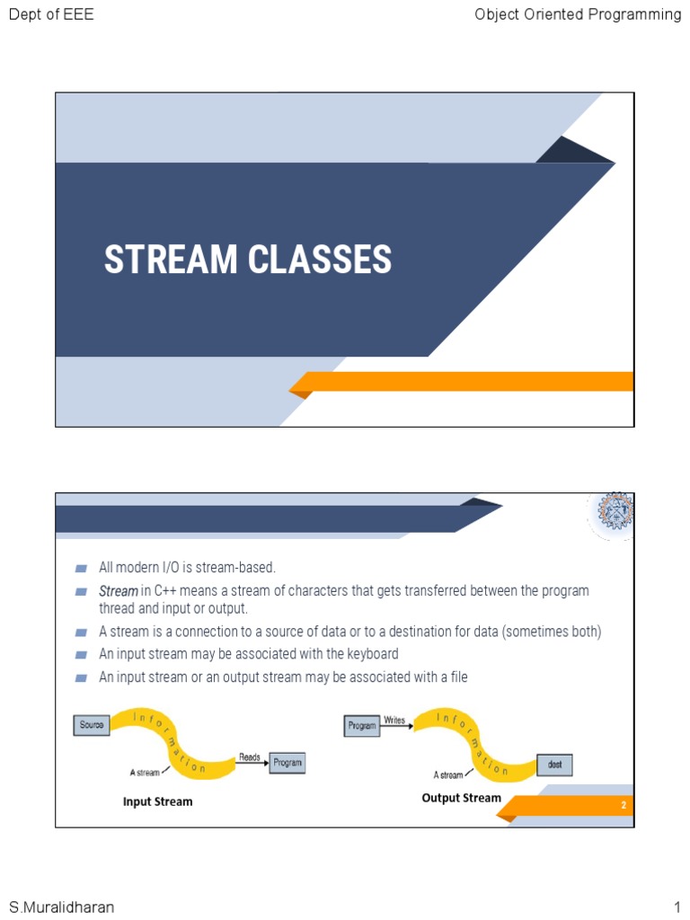 Stream Classes | PDF | Class (Computer Programming) | C++