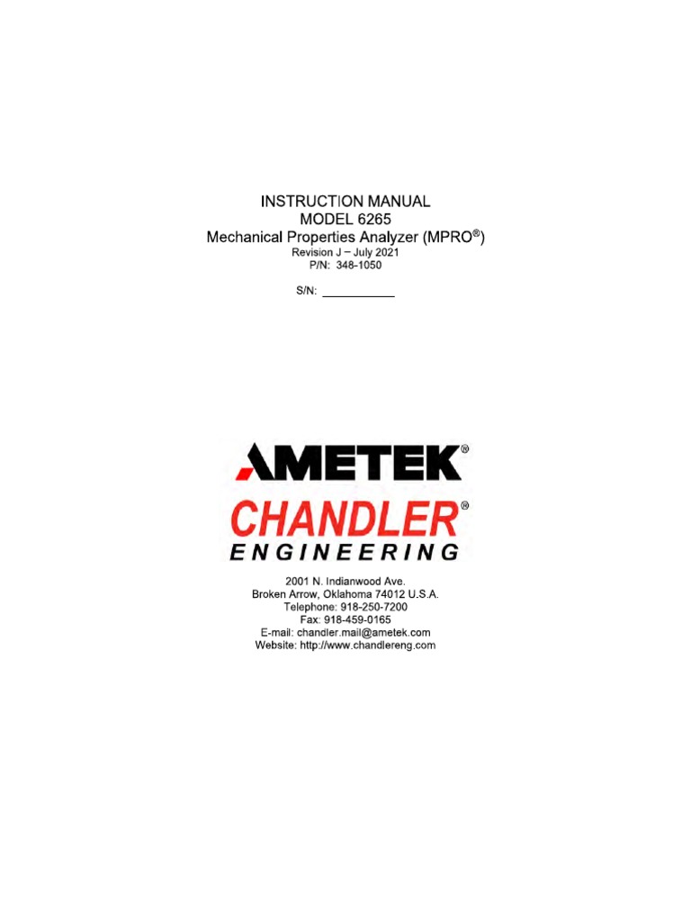 Model 6265 Mechanical Properties Analyzer Manual | PDF | Microsoft ...