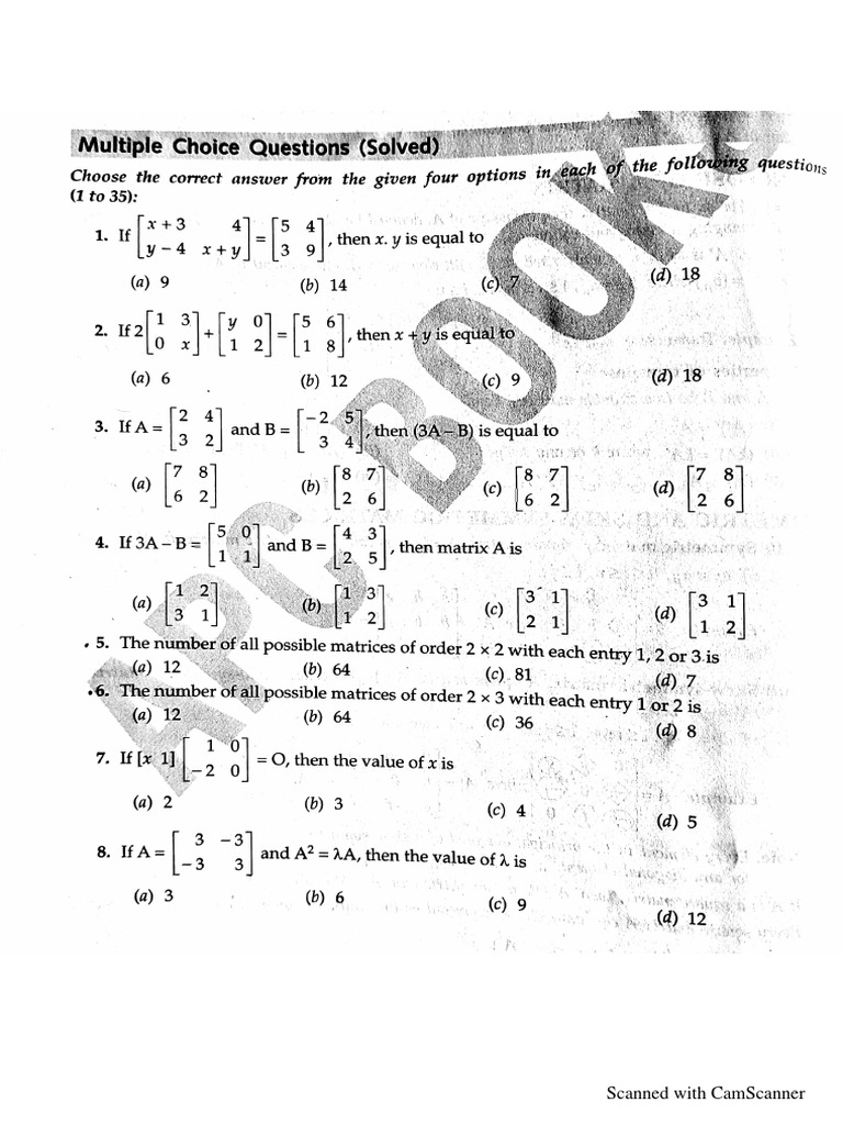 matrices revision paper PDF