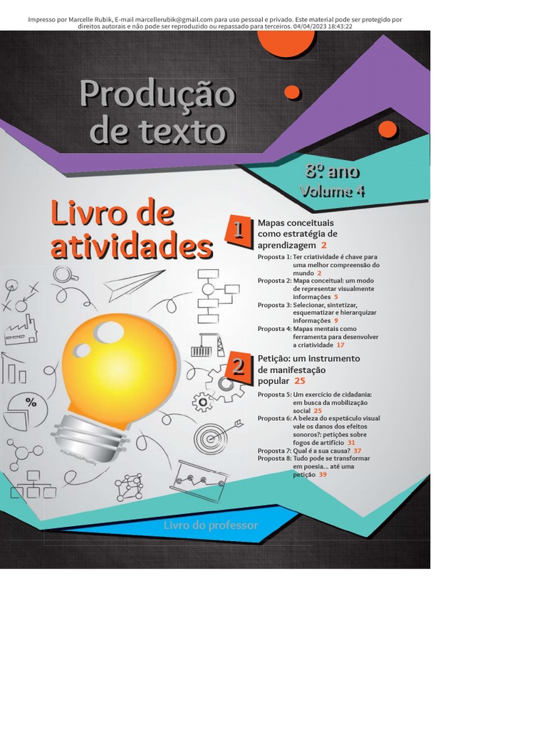 8 ANO - Produção de Texto Livro de Atividades - Vol 4, PDF, Science