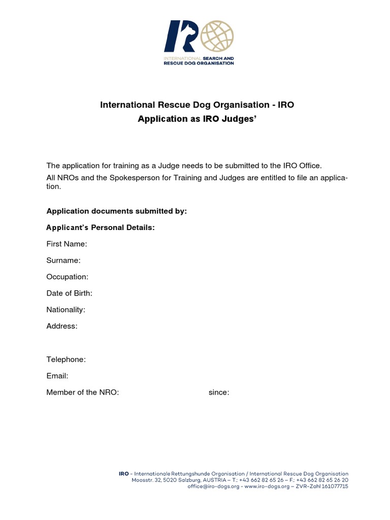 IRO Judge Application Form | PDF