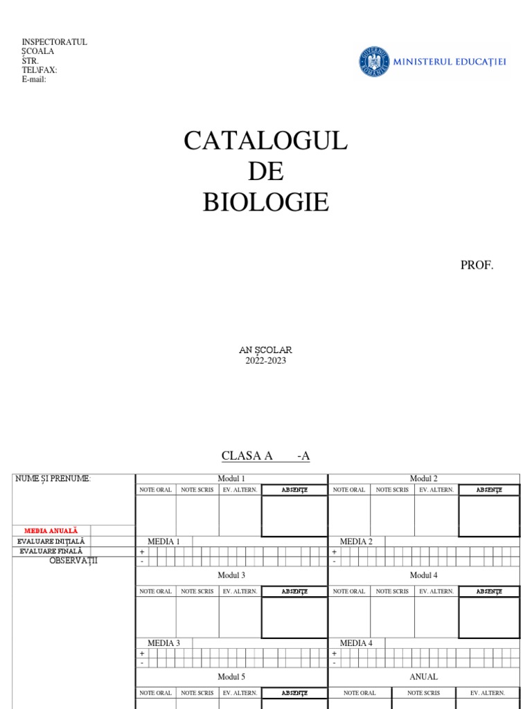 Catalogul Profesorului Pe Module | PDF