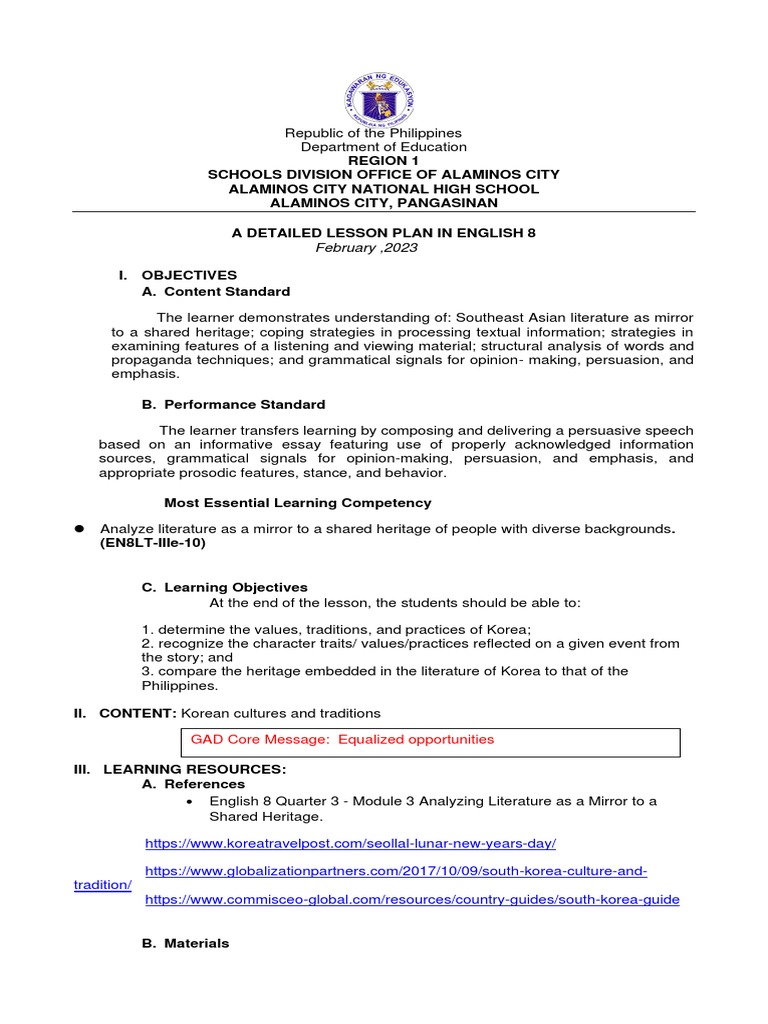 English 8 Week 5 Korean Culture and Traditions (2) | PDF | Korea ...