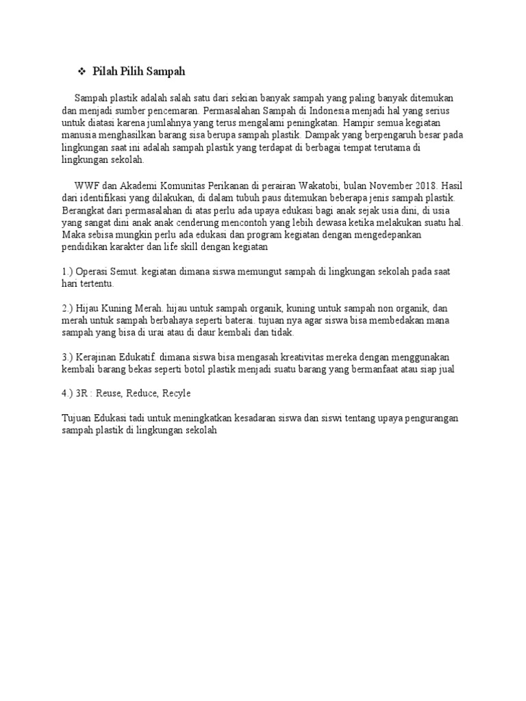 Pilah Pilih Sampah Pdf