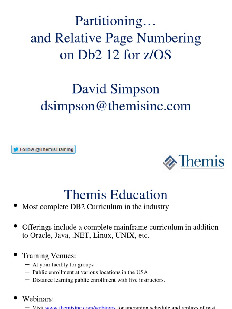 Partitioning and Relative Page Numbering On DB2 12 PDF Ibm Db2 Computer Architecture