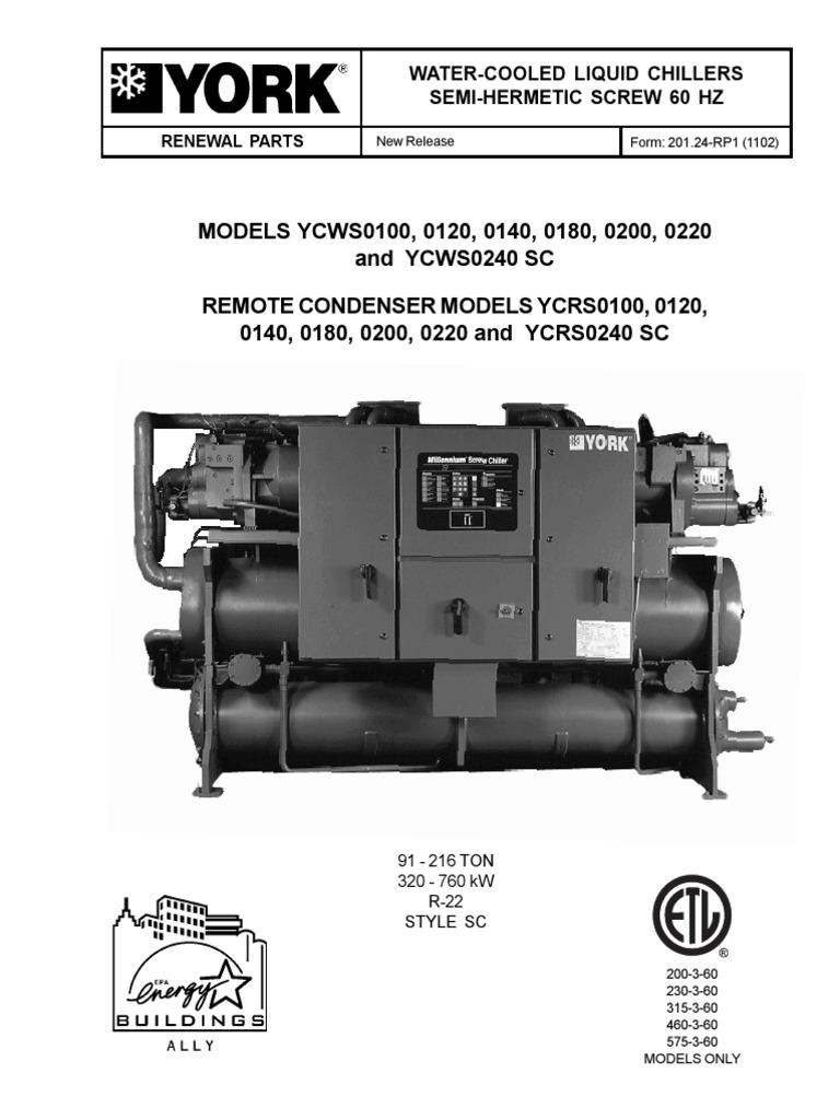 201.24RP1 Renewal Parts YCWS YCRS 01000240 PDF Electrical Engineering Machines