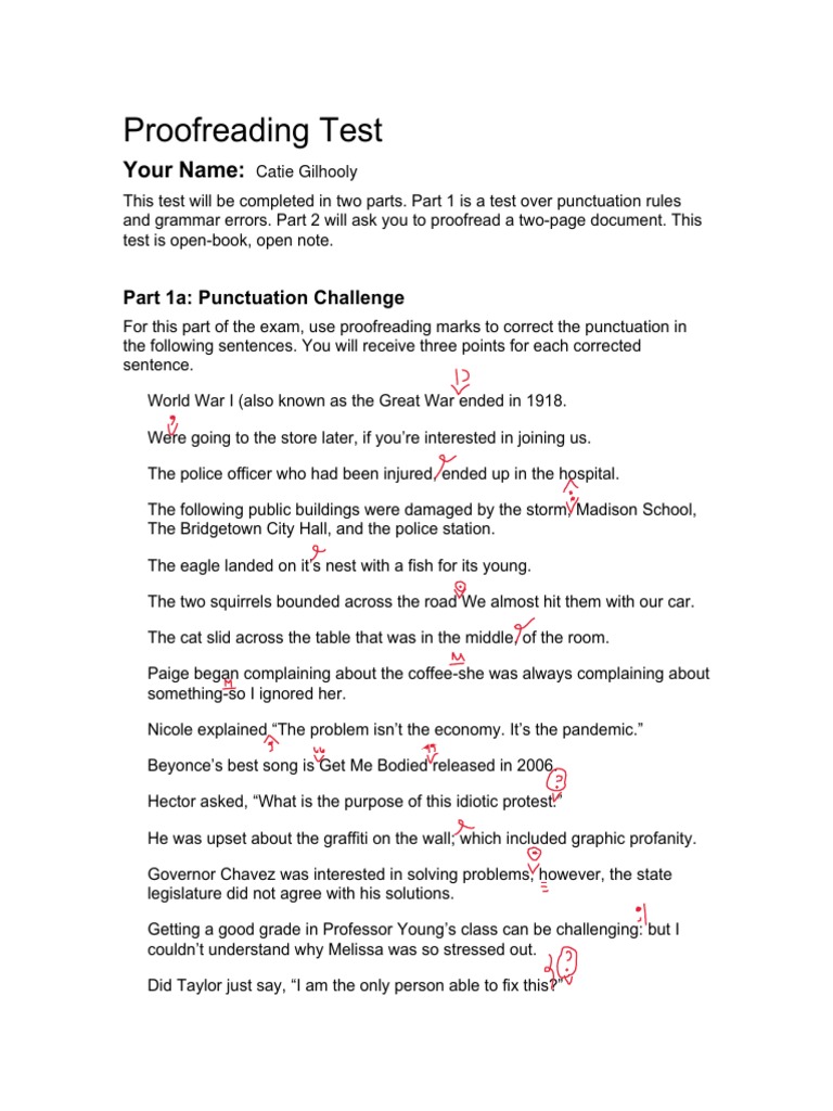 Proofreading Test | PDF | Influenza | Proofreading