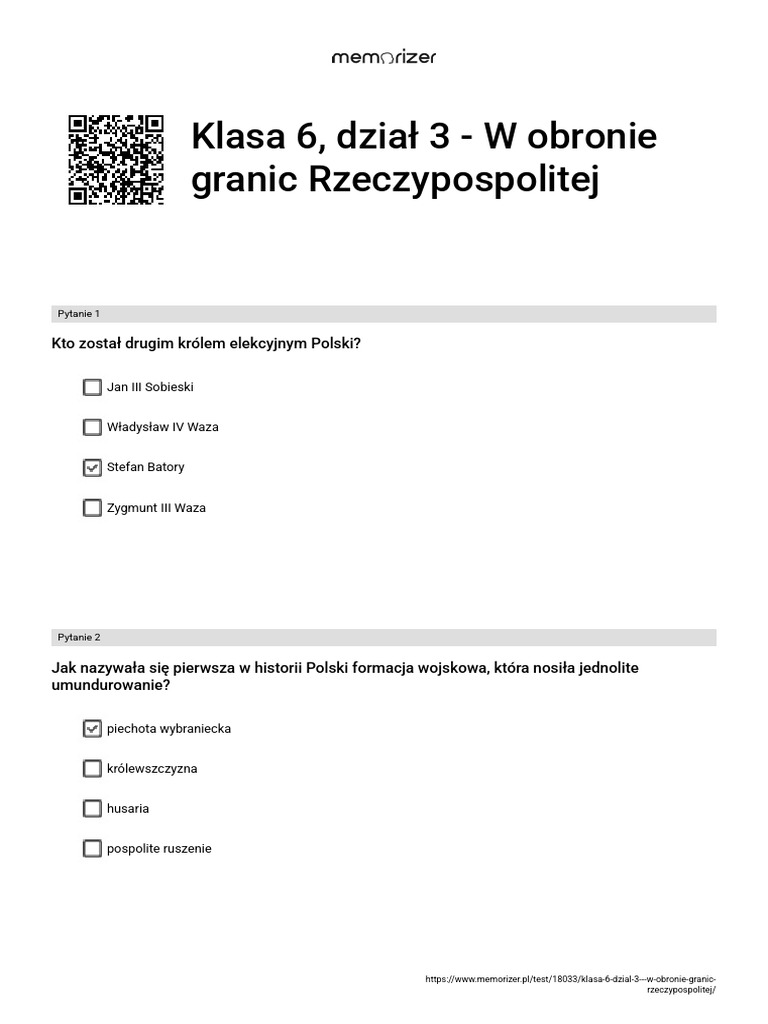 W Obronie Granic Rzeczypospolitej Sprawdzian Klasa 6 Nowa Era Klasa 6, dział 3 - W obronie granic Rzeczypospolitej - WYPEŁNIONY | PDF