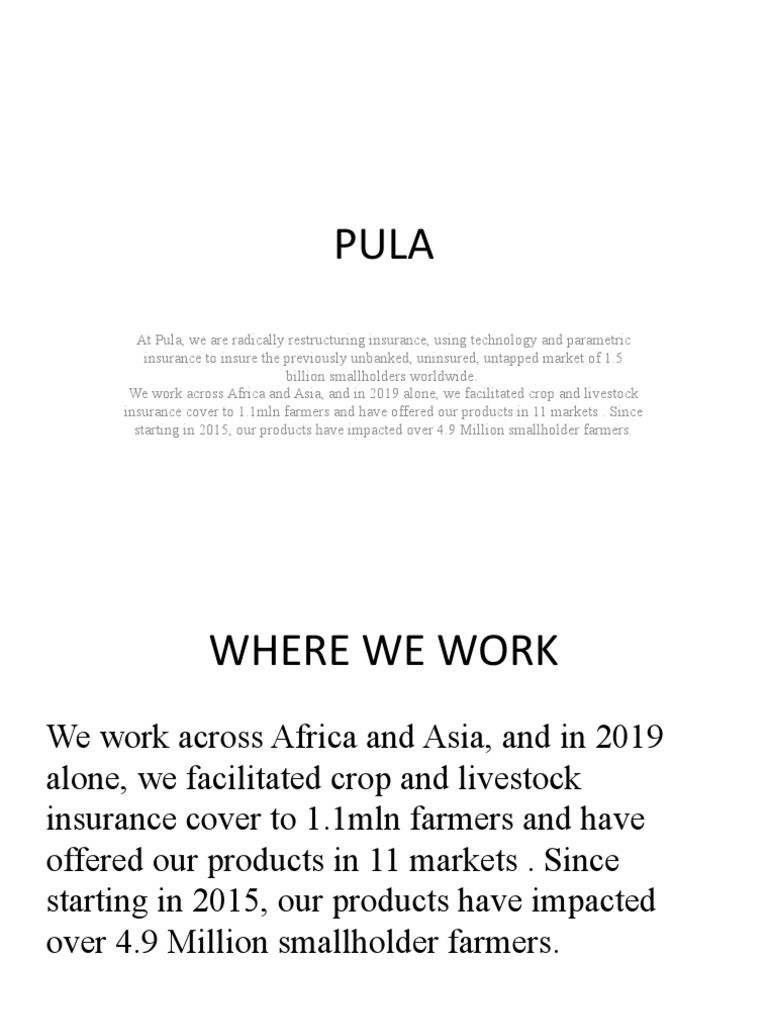 Pula's Innovative Agriculture Insurance Solutions | PDF | Insurance ...