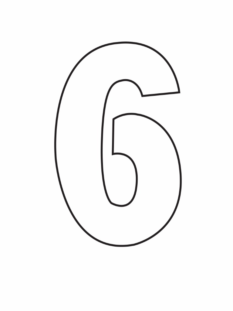 Free Printable Number Stencils Number 6 Stencil Large PDF