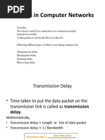 Delays in Computer Networks