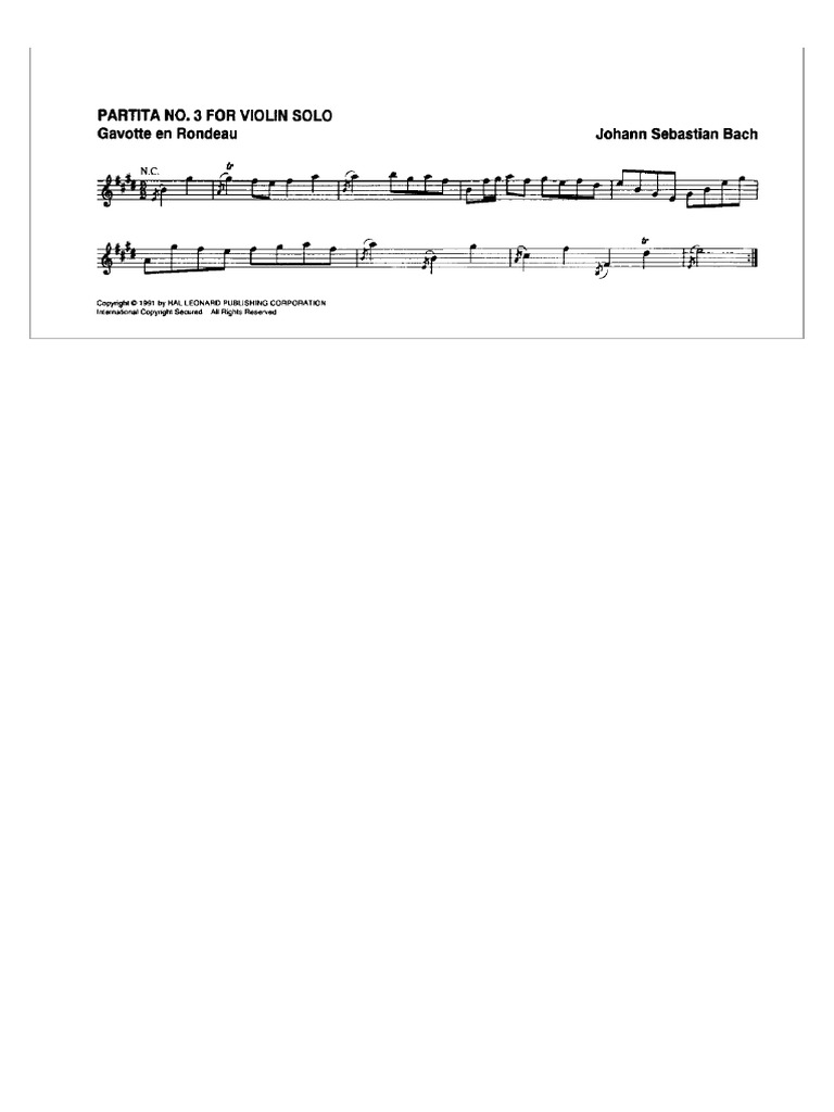 Bach Partita No 3 For Violin Solo | PDF