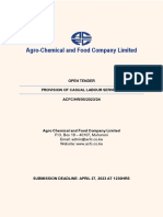 Agro-Chemical and Food Company Limited: Open Tender Provision of Casual Labour Services ACFC/HR/05/2023/24