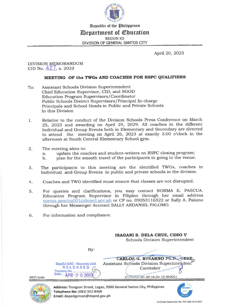 Division Memo No 427 S 2023 Meetin Of The Twgs And Coaches For Rspc