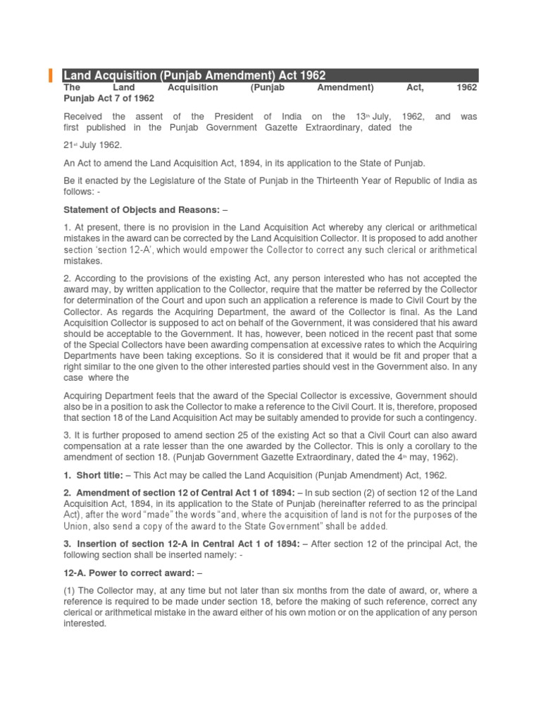 amendments-to-the-land-acquisition-act-in-punjab-provisions-for