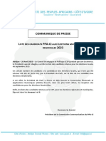 Communique de Presse L Ppa-Ci 2023: Parti Des Peuples Africains - Côte D'Ivoire