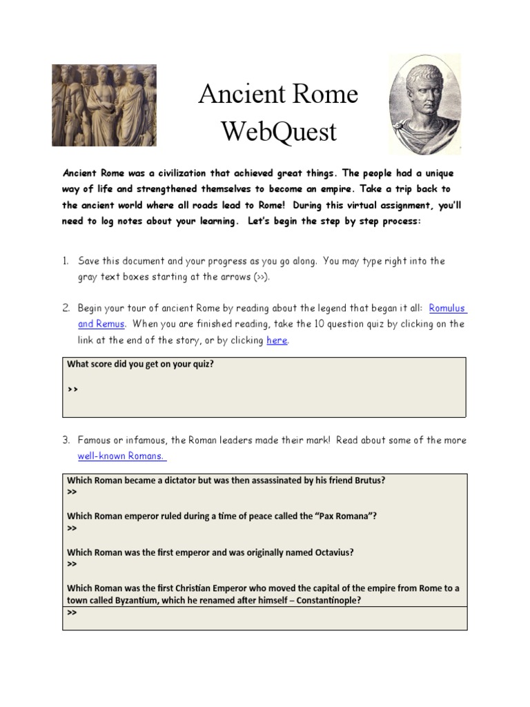 Webquests For Ancient Rome All Roads Lead To Rome Engaging With