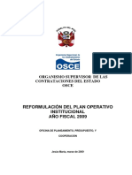 Reformulación Del Plan Operativo Institucional Año Fiscal 2009
