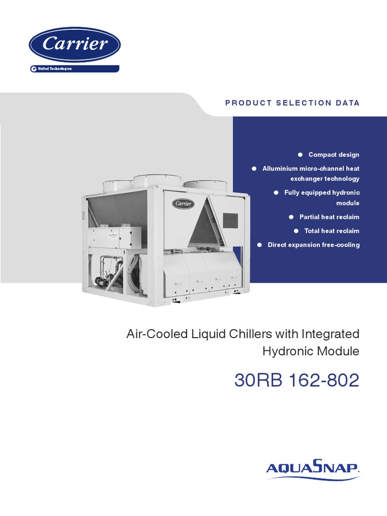 Carrier Aquasnap 30RB Chiller Overview | PDF | Heat Exchanger | Water ...