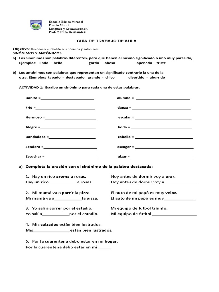 Guia de Sinonimos y Antonimos | PDF