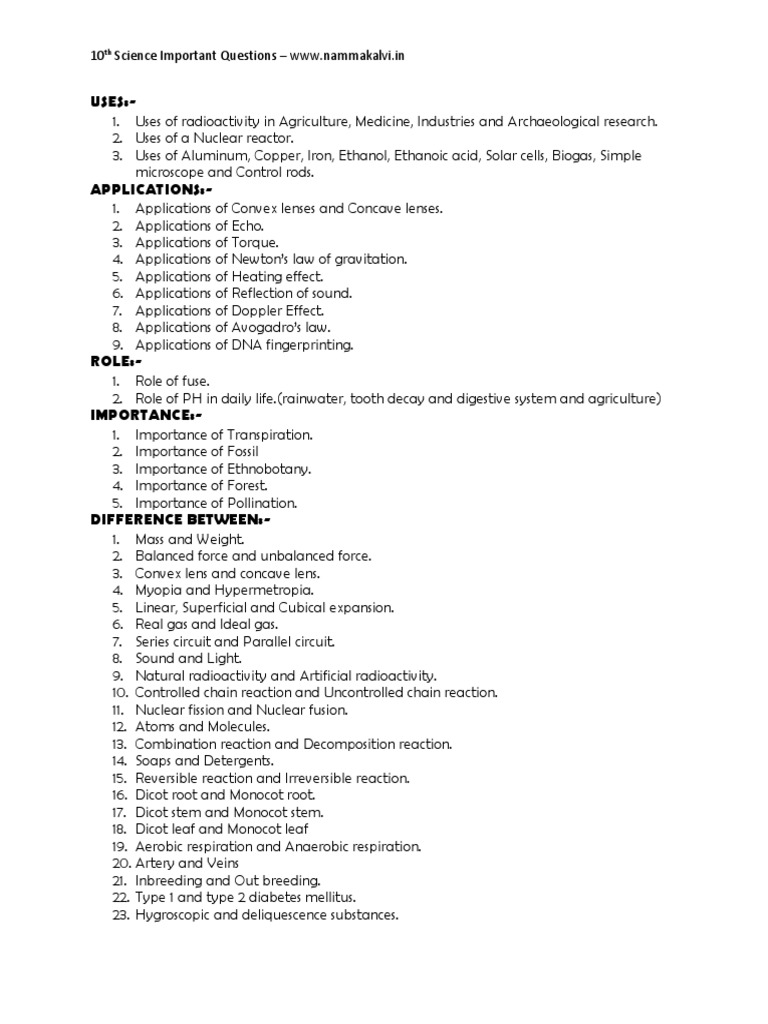 10th Science Important Questions & Answers | PDF | Endocrine System ...