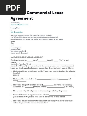 Sample Commercial Lease Agreement