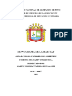 Monografia de La Habitat: Universidad Nacional de Altiplano de Puno Facultad de Ciencias de La Educación