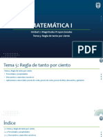 Matemática I: Unidad 2: Magnitudes Proporcionales Tema 5: Regla de Tanto Por Ciento