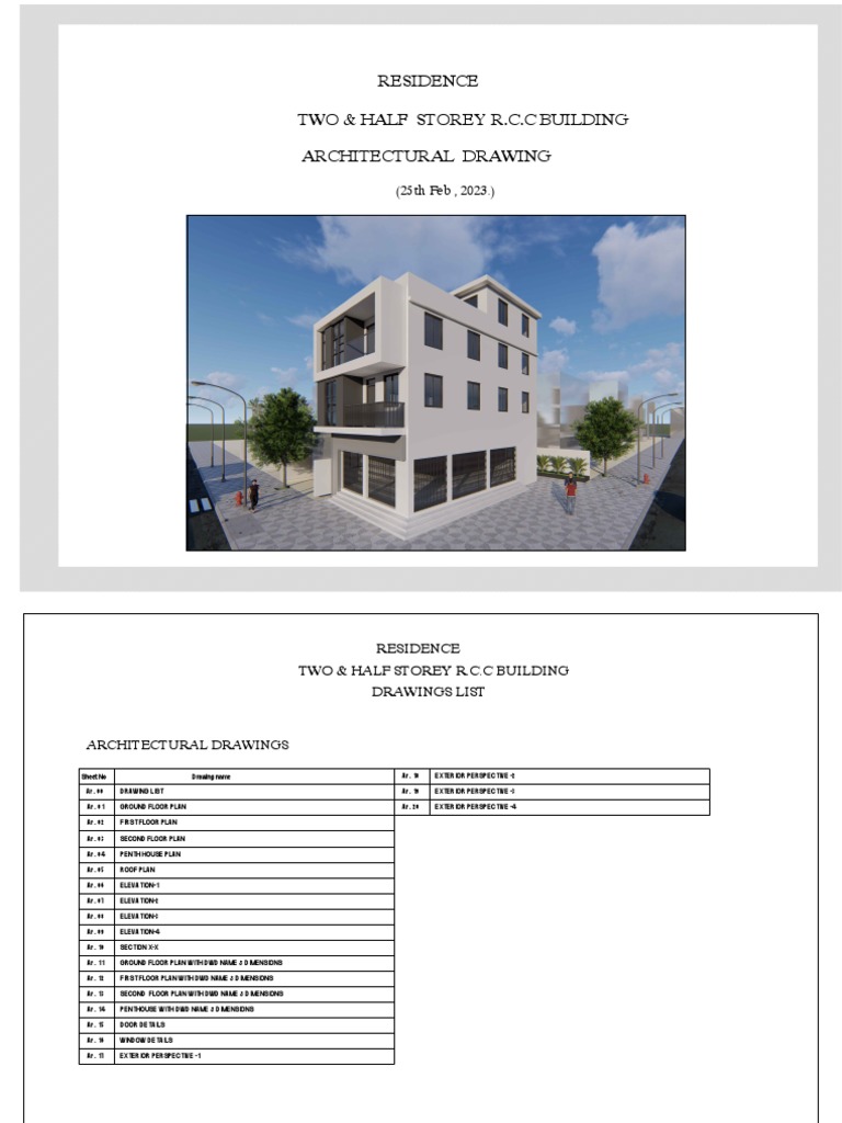 Architectural Drawings for Residence | PDF | Drawing | Crafts
