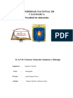 Universidad Nacional de Cajamarca Facultad de Educación: E.A.P de Ciencias Naturales Química y Biología