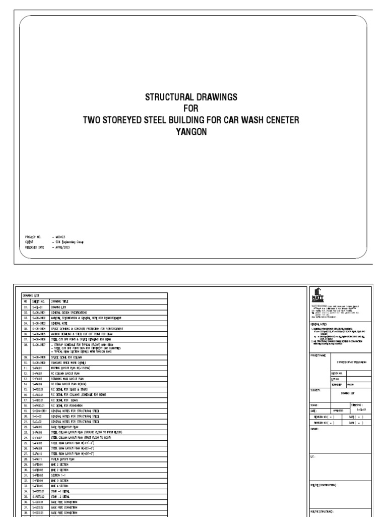 Two-Storey Steel Car Wash Plans | PDF