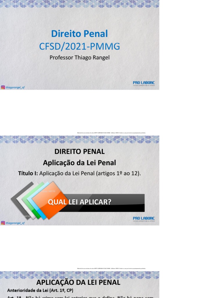 Aplicação da Lei Penal: Artigos 1º ao 12 | PDF | Crimes | Crime e Violência